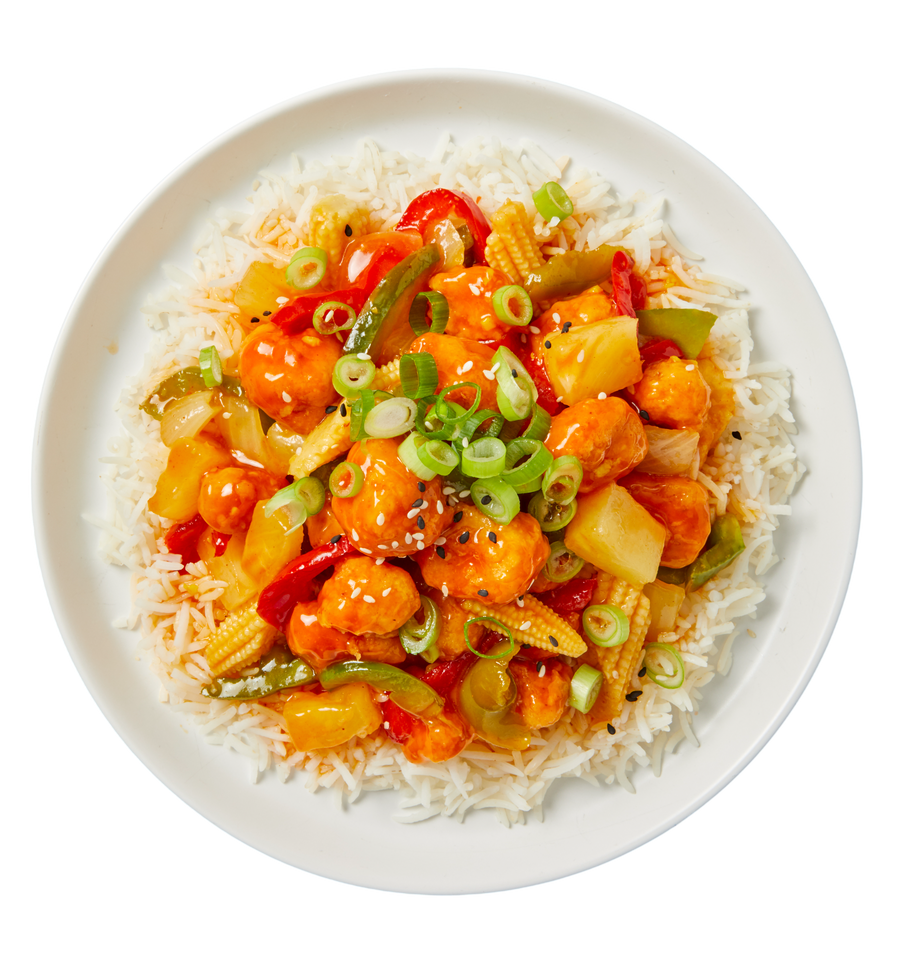 Baked Chicken with Sweet & Sour Sauce and Rice