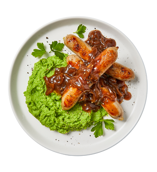 Herb Garlic Chicken Sausages with Onion Gravy