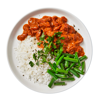 Butter Chicken with Low Carb Rice and Greens