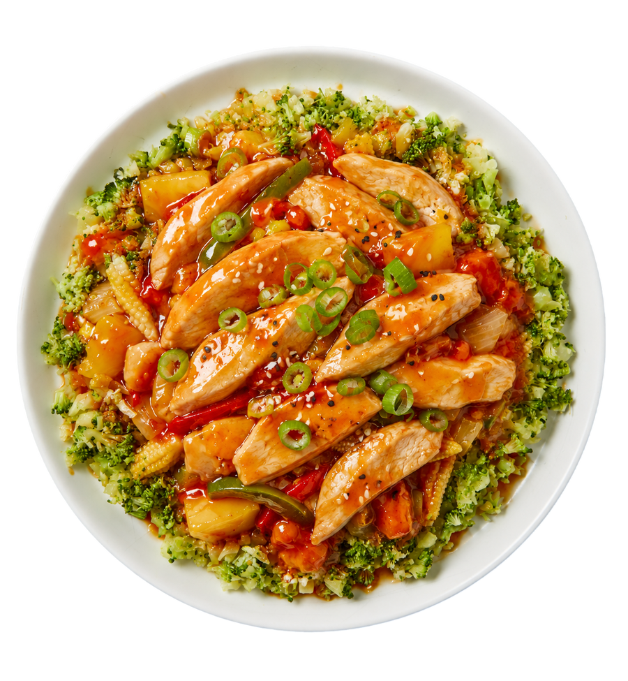 Baked Chicken with Sweet & Sour Sauce and Broccoli Rice