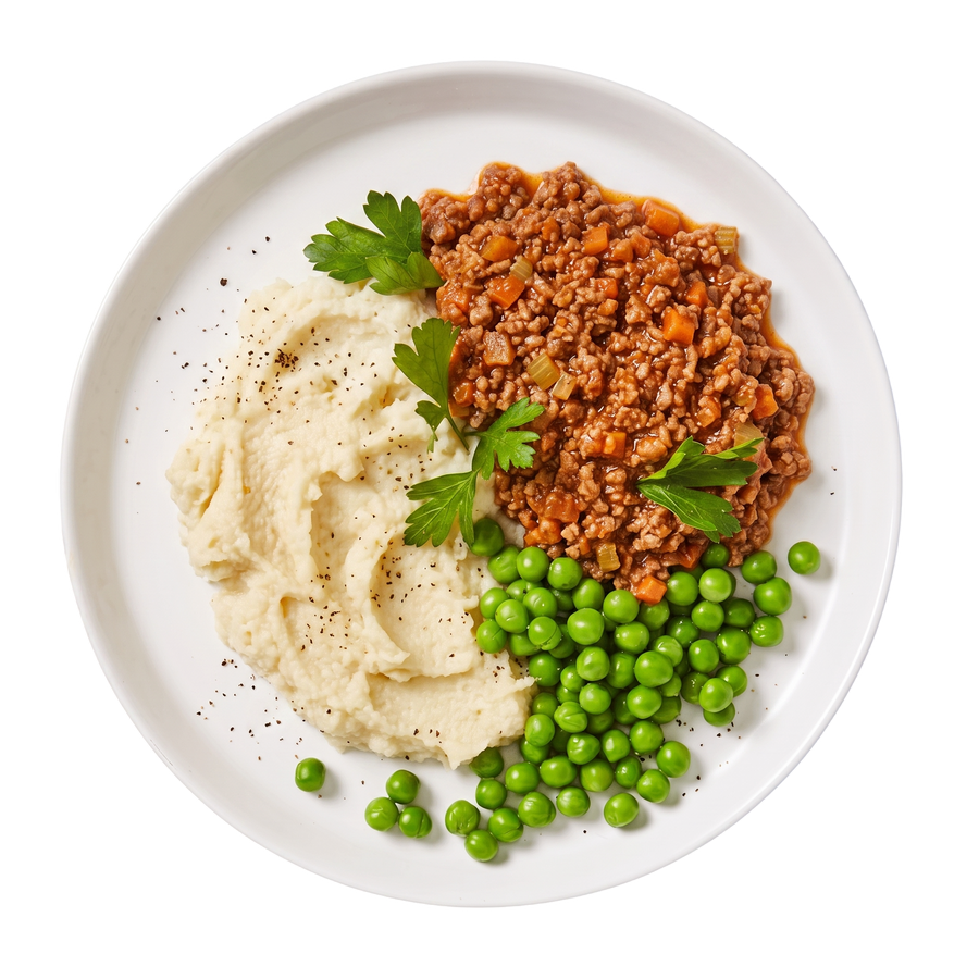 Beef Shepherd's Pie Bowl with Cauli Potato Mash and Peas