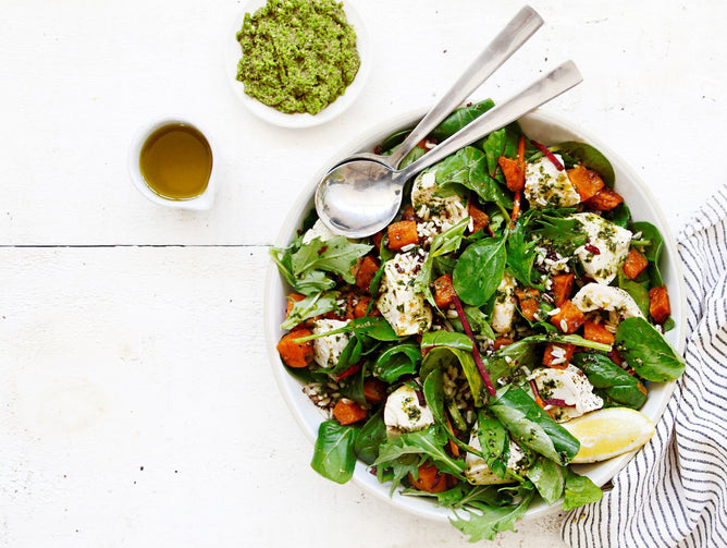 Recipe: pesto chicken and quinoa salad