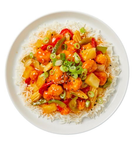 Baked Chicken with Sweet & Sour Sauce and Rice