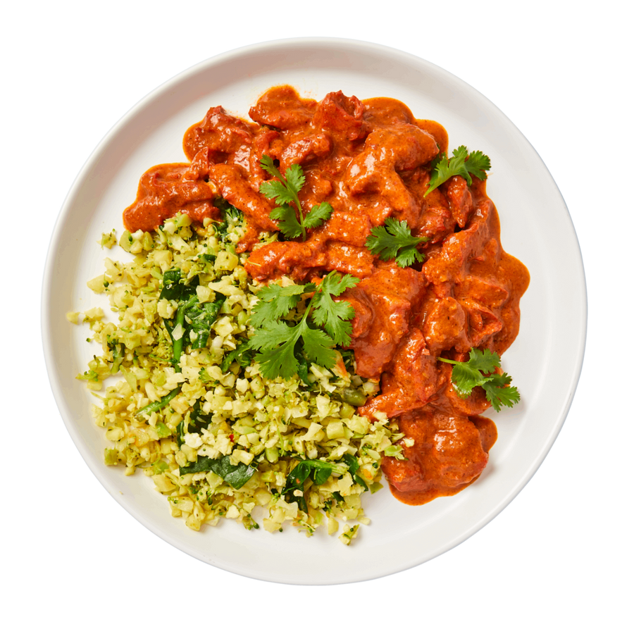 Butter Chicken with Broccoli and Cauliflower Rice
