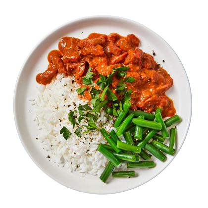 Butter Chicken with Low Carb Rice and Greens