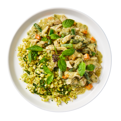 Thai Green Chicken Curry with Broccoli and Cauliflower Rice