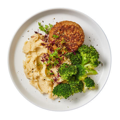 Lamb Rissoles with Creamy Cauliflower Mash and Broccoli