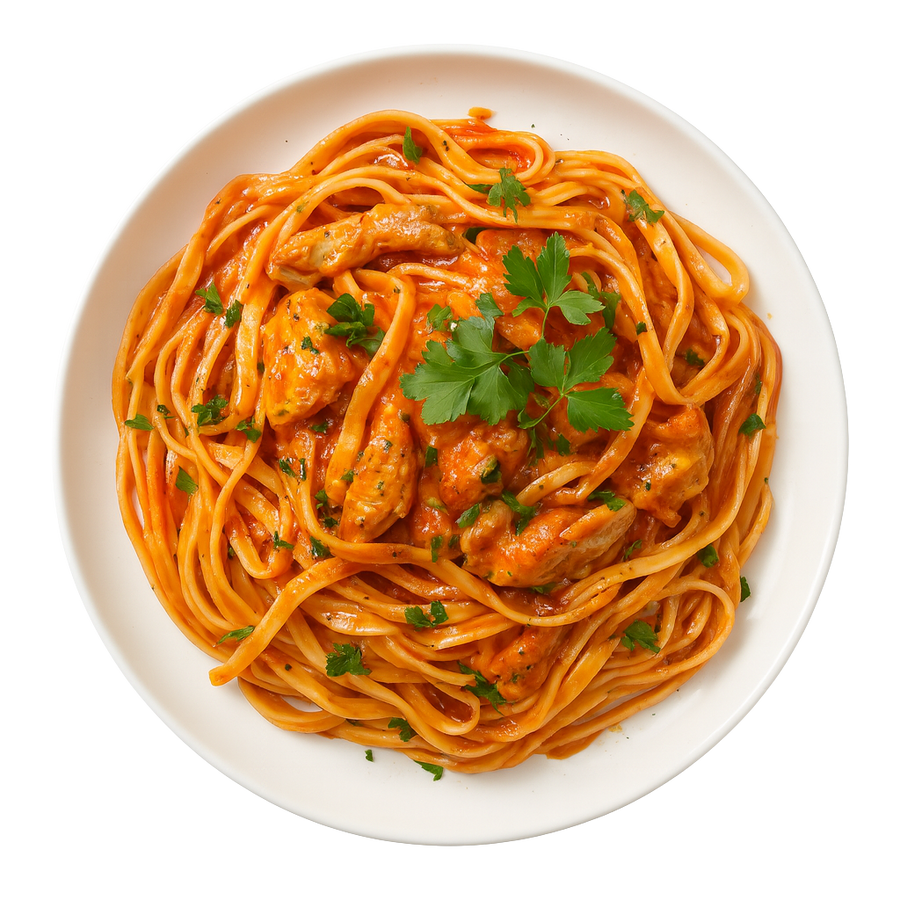 Low Carb Chicken Spaghetti in Pink Sauce