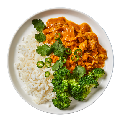 Macadamia Chicken Curry with Low Carb Rice and Broccoli