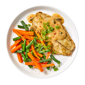 Barramundi with Miso Butter Sauce and Seasonal Greens