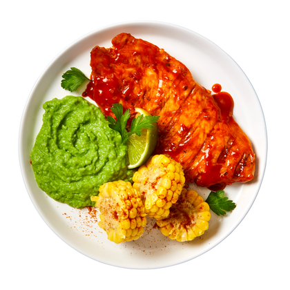 Peri Peri Chicken With Corn Cob And Pea Mash